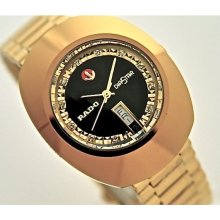 Mens Rado Diastar Automatic Watch, Gold-Tone, Faux Diamond Markers &