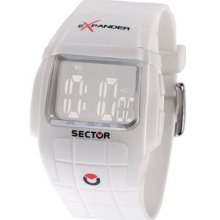 Mens Sector R3251172045 Street Expander With Digital Display White Rubber Watch
