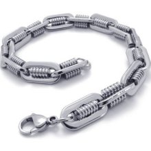 Mens Silver Stainless Steel Bracelet Cool Charm Bangle Chain For Xmas