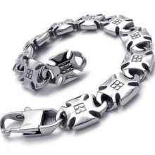 Men's Silver Tone Cross Stainless Steel Bracelet Bangle Us120493
