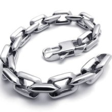 Men's Silver Tone Links Stainless Steel Bracelet Bangle Us120488