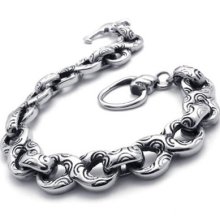 Men's Silver Tone Vintage Stainless Steel Bracelet Bangle Us120483