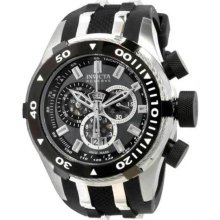 Men's Stainless Steel Bolt Diver Chronograph Black Dial Black Rubber Strap