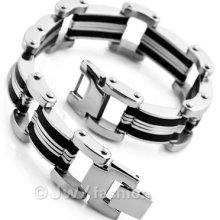 Mens Stainless Steel Link Chain Bracelet Cuff Vc622
