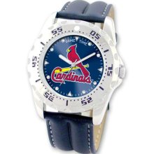 Men's Stainless Steel St. Louis Cardinals Watch and Leather Band