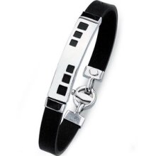 Men's Sterling Silver .925 Caucho Rubber Bangle Bracelet