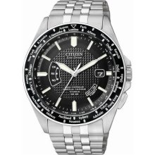 Men's Titanium Black Dial Eco-Drive Chronograph Perpetual Calendar Sapphire Atom