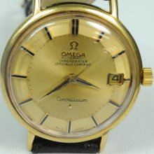 Mens Vintage Omega Constellation Pie Pan Chronometer Wrist Watch