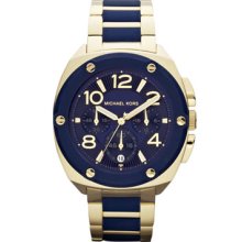 Michael Kors Mid-Size Golden/Navy Stainless Steel Tribeca Chronograph