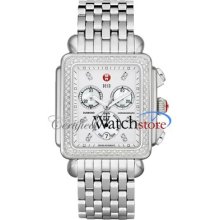 Michele Womens Mww06z000001 Deco Xl Day Diamond, Diamond Dial Swiss Mop 36mm