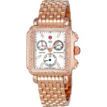 Michelle Deco Day White Dial Diamond Bezel Rose-Gold Ladies Watch ...