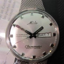 Mido Chronometer Swiss Men's Watch Automatic 25 Jewels Datoday All White Ssb