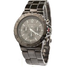 Mk Chronograph Style Geneva Large Bracelet Watch- Gunmetal