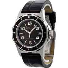 Momo Momo Design Pilot Lady Black Mother Of Pearl Dial Black Lea