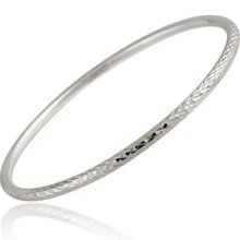 Mondevio Sterling Silver Diamond-cut Bangle Bracelet
