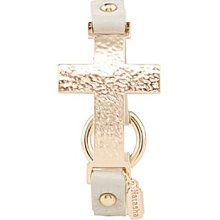 Natasha Hammered Cross Leather Bracelet - Gold