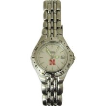 Nebraska Cornhuskers Ladies Fossil Custom Sports Watch With Silver Face