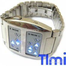 New Binary Blue Led Digital Collection Mens Watch