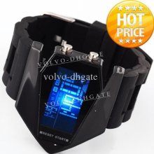New Hi-tech Lcd Blue Light Digital Sport Quartz Wrist Watch Men Blac
