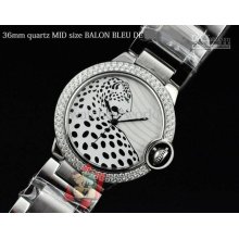 New Luxury Kdy 36mm White Dial Ss Steel Quartz Tiger Double Diamond