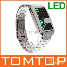 New Luxury Silver Mens Unique Date Watch 28 Green Led Digital Wrist