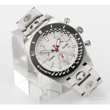 New Ts White Dial Chronograph Black Rubber Quartz Mens Men Watch Prs