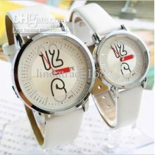 Newly Leisure Couples Quartz Watch Lover Cute Digital Leather Belt W