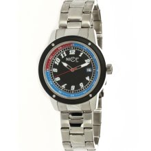 Nice Italy Mens Enzo Bracciale Stainless Watch - Silver Bracelet - Black Dial - NICW1058ENB021015