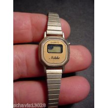 Nikko Quartz Womens Ladies Wristwatch Watch Expanding Band Old Stanless Steel