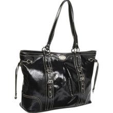 Nine West Center Stage Large Shopper Tote In Black Patent-nwt