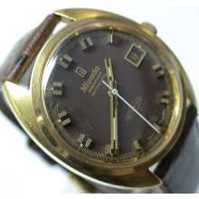 Nivada Grenchen Orbitron Mens Swiss Gold Automatic Calendar High Frequency Watch