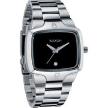 Nixon Player Watch Silver Black 3-hand 100m Real Diamond Authentic Box