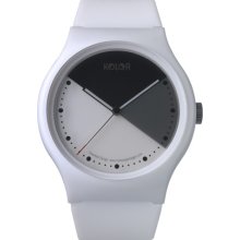 Noon Copenhagen Mens Kolors Plastic Watch - White Rubber Strap - Black Dial - 33-038