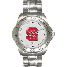 North Carolina State Wolfpack Men's Sport ''Game Day Steel'' Watch Sun Time