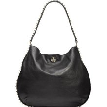 NWT $580+ Authentic Tory Burch Pyramid Studded Hobo **BLACK** AUTHENTIC