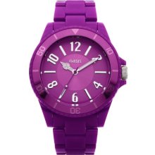 Oasis Ladies Quartz Watch With Purple Dial Analogue Display And Purple Plastic Or Pu Bracelet B1167