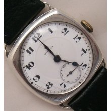 Omega Trench Wristwatch Silver Case 32 Mm. Aside Enamel Dial Load Manual Run
