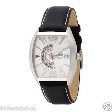 Orient Men's Cfnaa005w Leather Day Date Rectangle White Automatic Watch