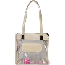 Oversized Clear Transparent Jelly Beach Pocket Shoulder Bag Purse Handbag White
