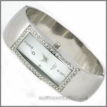 P224 Sex Lady Wrist Watch Bangle Shiny Crystal Slim Classic Design Steel Band