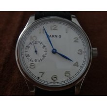 Parnis 44mm White Dial Seagulls St3600 Hand Winding Swan Neck Movement Watch