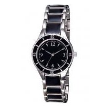 Pedre 5145SKX-B - Saratoga Women's Silver-Tone & Black Enamel Bracelet Watch