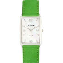 Pedre Watch with Green Suede Strap and Mother of Pearl Dial