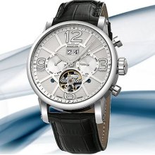 Perigaum P1111aswsle Men's Open Heart Automatic Strap Watch