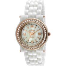Peugeot Ps4905Wrg Women'S Ps4905Wrg Swiss Ceramic White Rose Gold Crystal Bezel Watch