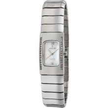 Peugeot Women's Silvertone Rectangle Crystal Bracelet Watch