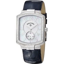 Philip Stein Womens Signature Mother Of Pearl Dial Blue Strap Watch 21d-fmop-ln