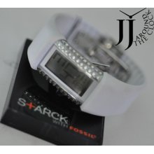 Philippe Starck Hard S+arck Rubber Digital Watch White Rubber Ph1115 Box