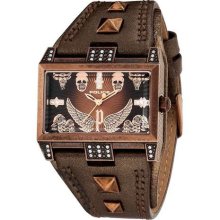 Police Pl-13662jsqr-12 Men's Elevation Brown Dial Rose Gold Tone Steel Watch