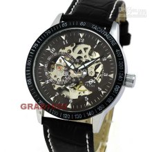 Popular Fechi Mens Black Mechanical Steel Automatic Glass Back Men S